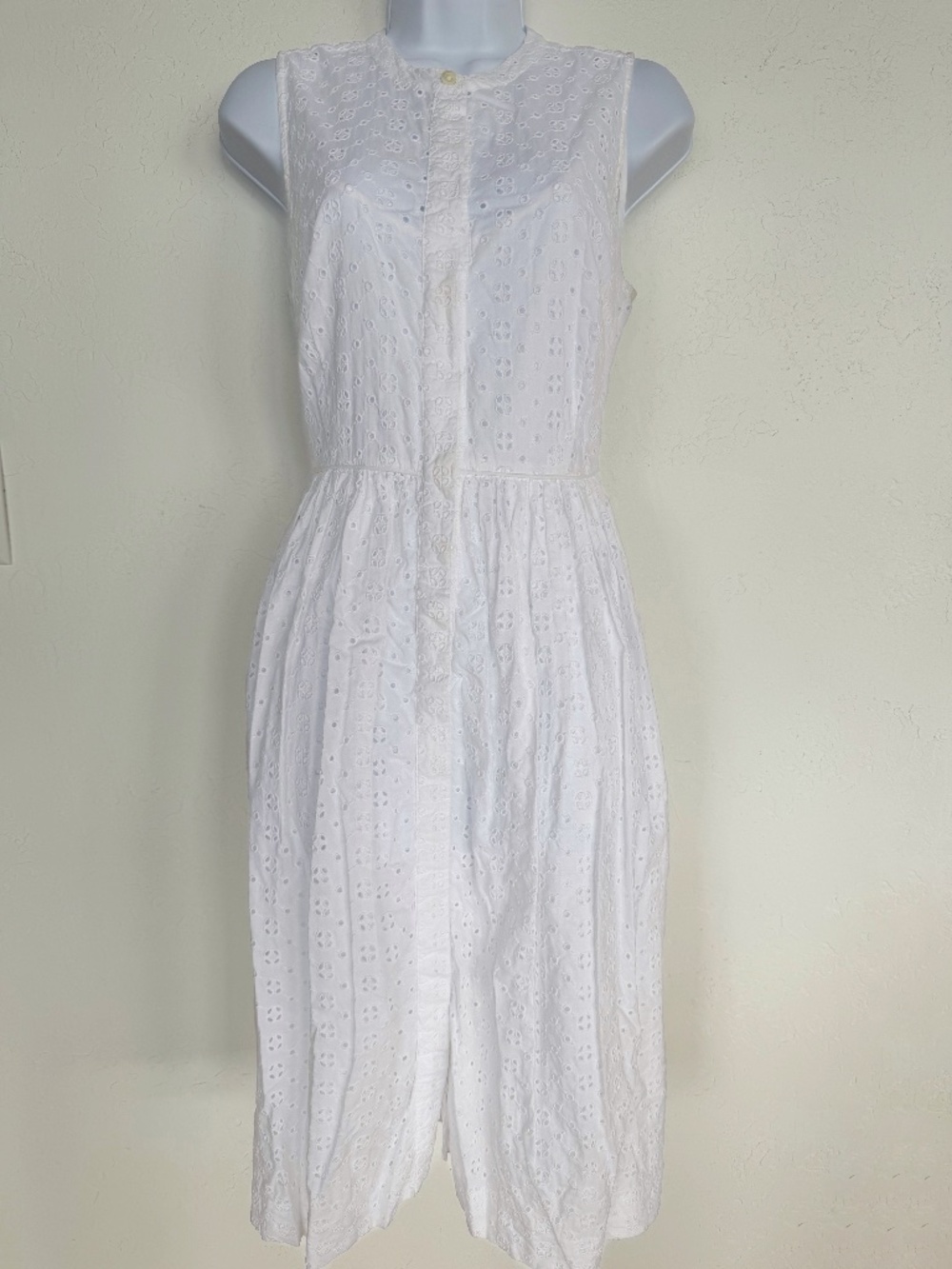 J. Crew White Eyelet Midi Summer Dress